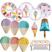 Sladoled Dekoracija za rođendansku zabavu Dječja igračka Baby Shower Jednokratno posuđe Papirnati tanjuri Šalice Baloni Zastava Potrepštine za zabavu