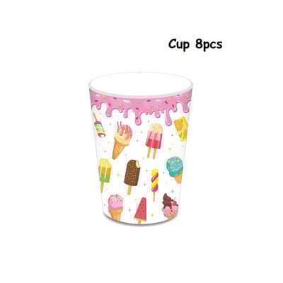 Sladoled Dekoracija za rođendansku zabavu Dječja igračka Baby Shower Jednokratno posuđe Papirnati tanjuri Šalice Baloni Zastava Potrepštine za zabavu