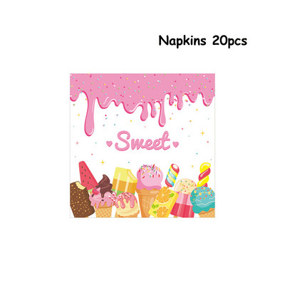 Sladoled Dekoracija za rođendansku zabavu Dječja igračka Baby Shower Jednokratno posuđe Papirnati tanjuri Šalice Baloni Zastava Potrepštine za zabavu