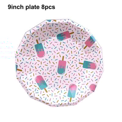 Sladoled Dekoracija za rođendansku zabavu Dječja igračka Baby Shower Jednokratno posuđe Papirnati tanjuri Šalice Baloni Zastava Potrepštine za zabavu