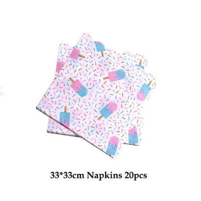 Sladoled Dekoracija za rođendansku zabavu Dječja igračka Baby Shower Jednokratno posuđe Papirnati tanjuri Šalice Baloni Zastava Potrepštine za zabavu