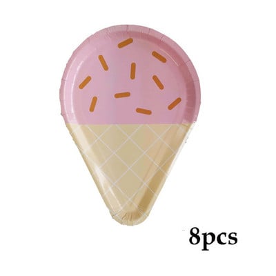 Sladoled Dekoracija za rođendansku zabavu Dječja igračka Baby Shower Jednokratno posuđe Papirnati tanjuri Šalice Baloni Zastava Potrepštine za zabavu