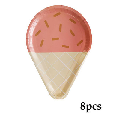 Sladoled Dekoracija za rođendansku zabavu Dječja igračka Baby Shower Jednokratno posuđe Papirnati tanjuri Šalice Baloni Zastava Potrepštine za zabavu