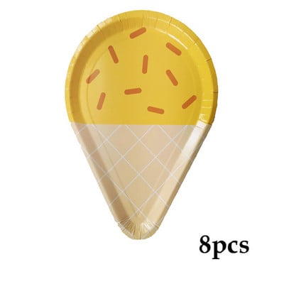 Sladoled Dekoracija za rođendansku zabavu Dječja igračka Baby Shower Jednokratno posuđe Papirnati tanjuri Šalice Baloni Zastava Potrepštine za zabavu