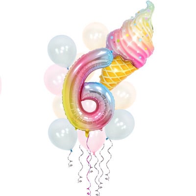 Sladoled Dekoracija za rođendansku zabavu Dječja igračka Baby Shower Jednokratno posuđe Papirnati tanjuri Šalice Baloni Zastava Potrepštine za zabavu