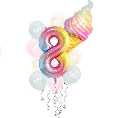 Sladoled Dekoracija za rođendansku zabavu Dječja igračka Baby Shower Jednokratno posuđe Papirnati tanjuri Šalice Baloni Zastava Potrepštine za zabavu