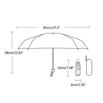 50LB Малък джобен чадър Ултра лек пет сгъваеми чадъри Дъжд и слънце Сгъваем инструмент за унисекс пътуване на открито Водоустойчив