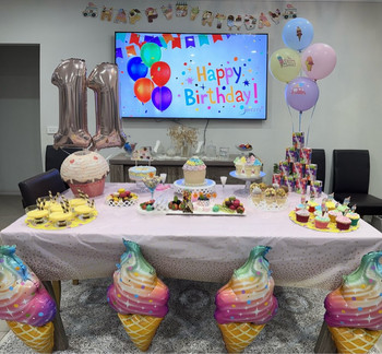Ice Cream Cartoon Birthday Party Decor Ice Cream Banner Balloons Cake Topper Sweet Girl Ice Cream 1st Birthday Party Babyshower