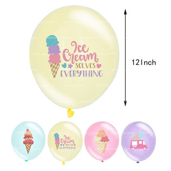 Ice Cream Cartoon Birthday Party Decor Ice Cream Banner Balloons Cake Topper Sweet Girl Ice Cream 1st Birthday Party Babyshower