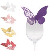 10 komada bijelo zlatne ljubičasto ružičaste kartice s imenima Leptir mjesto Pratnja Čaša za vino Laserski izrezana papirnata kartica za dekoracije za svatove