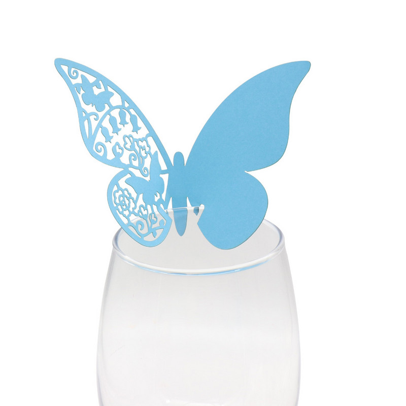 10 komada bijelo zlatne ljubičasto ružičaste kartice s imenima Leptir mjesto Pratnja Čaša za vino Laserski izrezana papirnata kartica za dekoracije za svatove