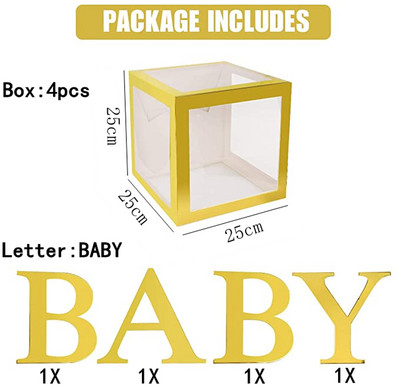 Decoratune pentru Baby Shower, cutie cu baloane, băiat, fată, un an, primul, prima aniversare, petrecere de naștere, decorare pentru copii, dezvăluire de gen