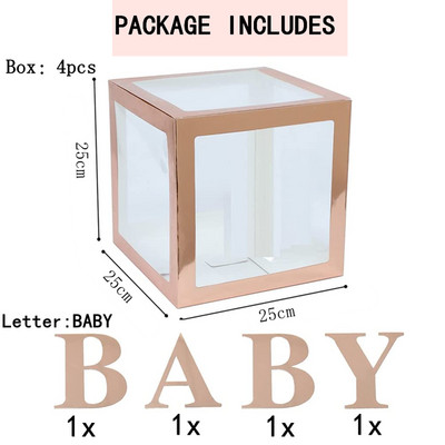 Decoratune pentru Baby Shower, cutie cu baloane, băiat, fată, un an, primul, prima aniversare, petrecere de naștere, decorare pentru copii, dezvăluire de gen