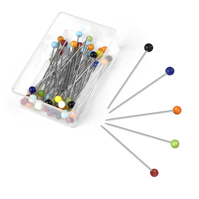 100 τεμ./Κουτί Πολύχρωμο στρογγυλό μαργαριταρένιο κεφάλι βελόνες βελονιάς ίσιες καρφίτσες ραπτικής ώθησης για μοδίστρα DIY Εργαλεία ραπτικής Τοποθέτηση