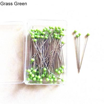 100 tk/karp 38 mm õmblusnõelad klaaskuuli mitmevärvilised peanõelad sirged teppimisnõelad pärlipead rõivameistrile.