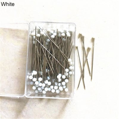 100 tk/karp 38 mm õmblusnõelad klaaskuuli mitmevärvilised peanõelad sirged teppimisnõelad pärlipead rõivameistrile.