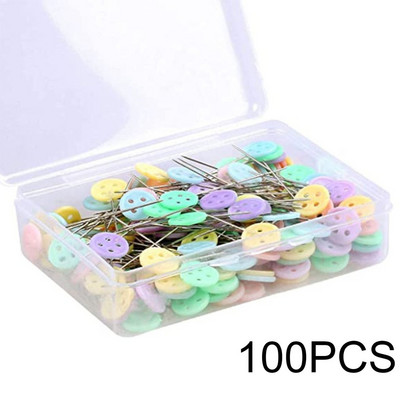 100 τμχ Καρφίτσες Μοδίστρες Κεντήματα Συνονθύλευμα Εργαλεία Σταθερής Καρφίτσας Καρφίτσα με Κουμπί Καρφίτσα για Ράψιμο και DIY