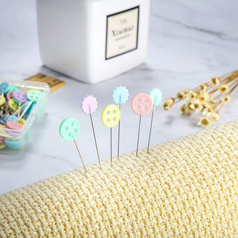 100 τμχ Καρφίτσες Μοδίστρες Κεντήματα Συνονθύλευμα Εργαλεία Σταθερής Καρφίτσας Καρφίτσα με Κουμπί Καρφίτσα για Ράψιμο και DIY