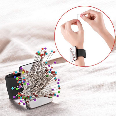 4 Colors Sewing Pincushion Wrist Hand Magnetic Needle Pad Safety Pin Cushion Storage Apparel Pin Holder Sewing Supplies
