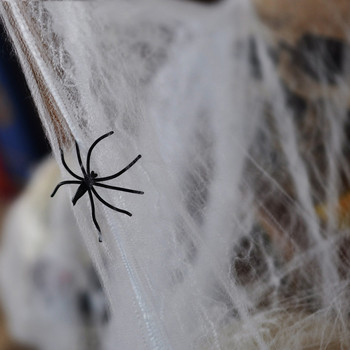 Изкуствена паяжина Хелоуин Страшна парти Сцена Реквизит Бяла еластична паяжина Покривна завеса на тавана Порта Декор на къща с духове