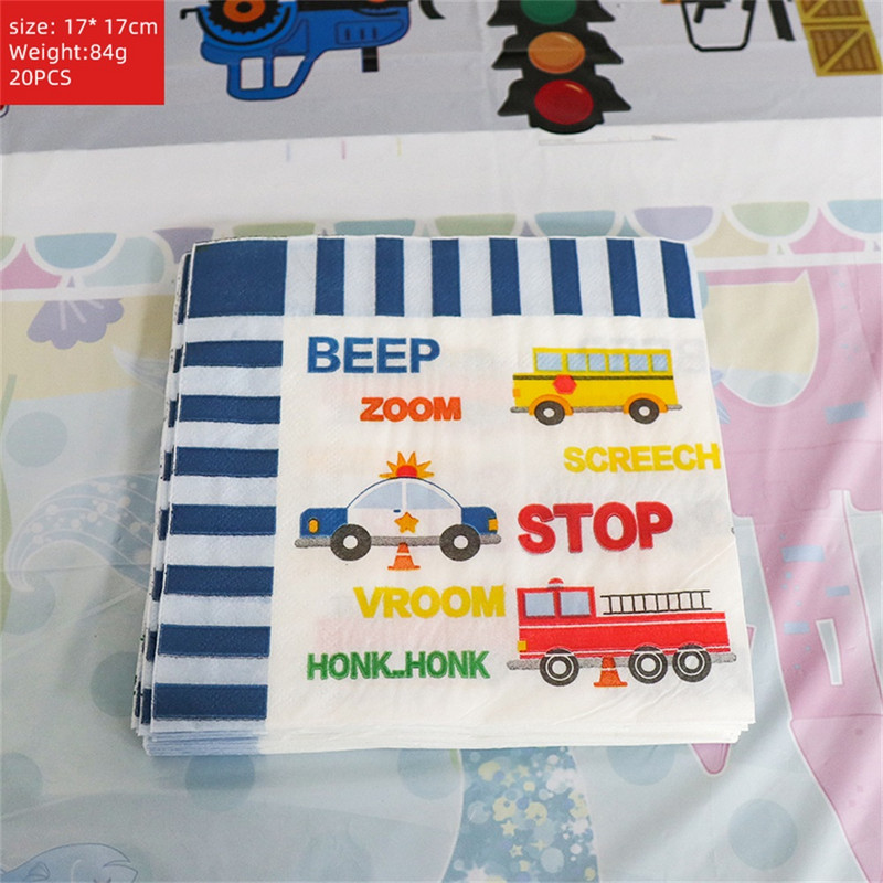 Θέμα οχημάτων μηχανικής Μαχαιροπήρουνα μιας χρήσης Προμήθειες για παιδικά πάρτι Κινούμενα σχέδια Διακόσμηση αυτοκινήτου για γενέθλια Κορίτσι Παιδικό πάρτι βάση τούρτας