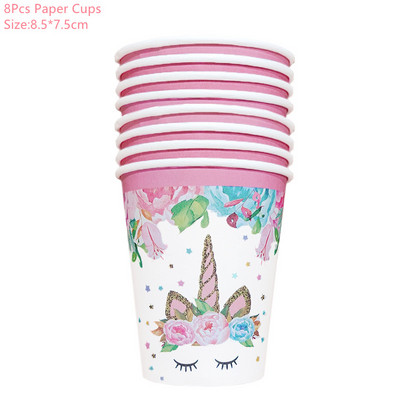 Ükssarviku peokaunistus Sünnipäevapeo kaunistus Lapsele Ükssarviku ühekordsed lauanõude komplekt Beebi dušš Tüdruku sünnipäevapeotarbed