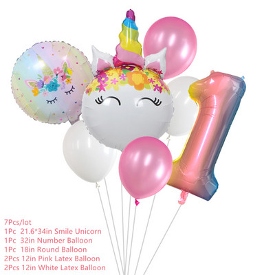 Ükssarviku peokaunistus Sünnipäevapeo kaunistus Lapsele Ükssarviku ühekordsed lauanõude komplekt Beebi dušš Tüdruku sünnipäevapeotarbed