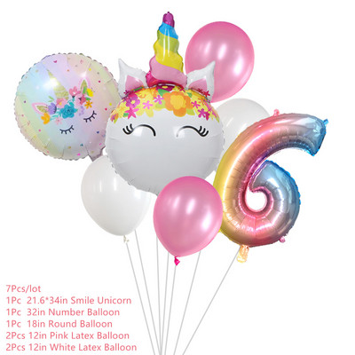 Ükssarviku peokaunistus Sünnipäevapeo kaunistus Lapsele Ükssarviku ühekordsed lauanõude komplekt Beebi dušš Tüdruku sünnipäevapeotarbed