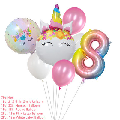 Ükssarviku peokaunistus Sünnipäevapeo kaunistus Lapsele Ükssarviku ühekordsed lauanõude komplekt Beebi dušš Tüdruku sünnipäevapeotarbed