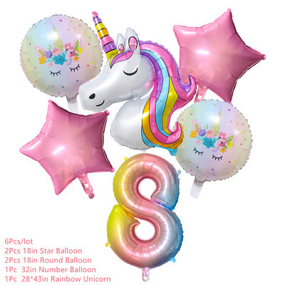 Ükssarviku peokaunistus Sünnipäevapeo kaunistus Lapsele Ükssarviku ühekordsed lauanõude komplekt Beebi dušš Tüdruku sünnipäevapeotarbed