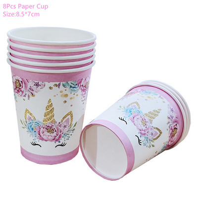 Ükssarviku peokaunistus Sünnipäevapeo kaunistus Lapsele Ükssarviku ühekordsed lauanõude komplekt Beebi dušš Tüdruku sünnipäevapeotarbed