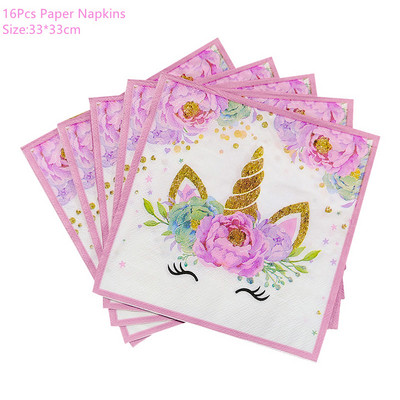 Ükssarviku peokaunistus Sünnipäevapeo kaunistus Lapsele Ükssarviku ühekordsed lauanõude komplekt Beebi dušš Tüdruku sünnipäevapeotarbed