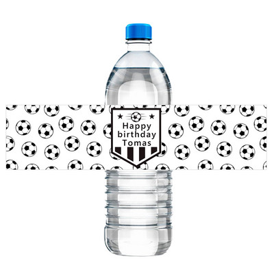 Prilagodite Nogometni Nogometni Dekor za Rođendansku Proslavu Zamotajte Naljepnicu Naljepnice za Bocu Vode Personalizirane Naljepnice za Dječju Rođendansku Proslavu