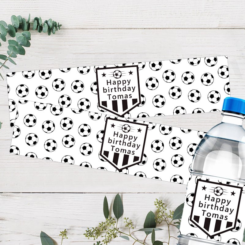 Prilagodite Nogometni Nogometni Dekor za Rođendansku Proslavu Zamotajte Naljepnicu Naljepnice za Bocu Vode Personalizirane Naljepnice za Dječju Rođendansku Proslavu