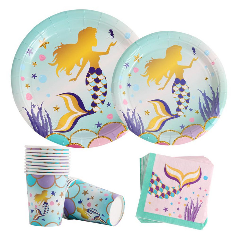 FENGRISE Cutie de bomboane Mica sirenă Decor pentru petrecere de aniversare pentru copii Rechizite pentru petrecere cu sirenă Tema sirenă Favor de petrecere Cadou pentru fete