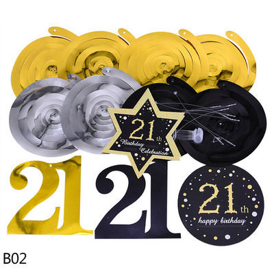 8 bucăți/set 18 21 30 40 50 60 Ornament suspendat în spirală La mulți ani, vârtej, aniversare, decorațiuni pentru petrecerea de aniversare