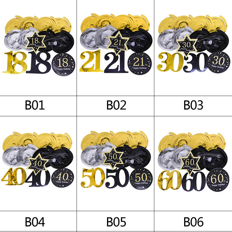 8 bucăți/set 18 21 30 40 50 60 Ornament suspendat în spirală La mulți ani, vârtej, aniversare, decorațiuni pentru petrecerea de aniversare