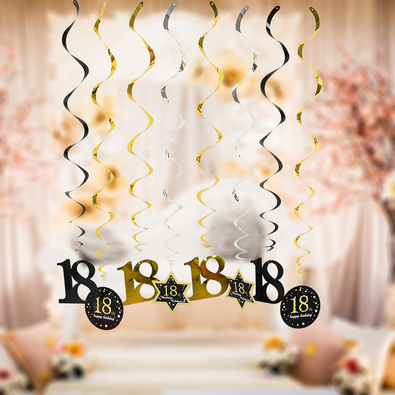 8 bucăți/set 18 21 30 40 50 60 Ornament suspendat în spirală La mulți ani, vârtej, aniversare, decorațiuni pentru petrecerea de aniversare