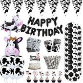 Dekoracije za rođendanske zabave na temu krave s farme Jednokratna šalica Tanjur Stolnjak Baloni životinjska krava za djecu Dekoracija za tuširanje djeteta