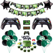 Βιντεοπαιχνίδι Happy Birthday Banner Gamepad Boy Inflate Party Supplies Παιχνίδι GAME ON Foil Balloon Happy Birthday Διακόσμηση Παιδικά παιχνίδια