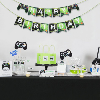 Βιντεοπαιχνίδι Happy Birthday Banner Gamepad Boy Inflate Party Supplies Παιχνίδι GAME ON Foil Balloon Happy Birthday Διακόσμηση Παιδικά παιχνίδια