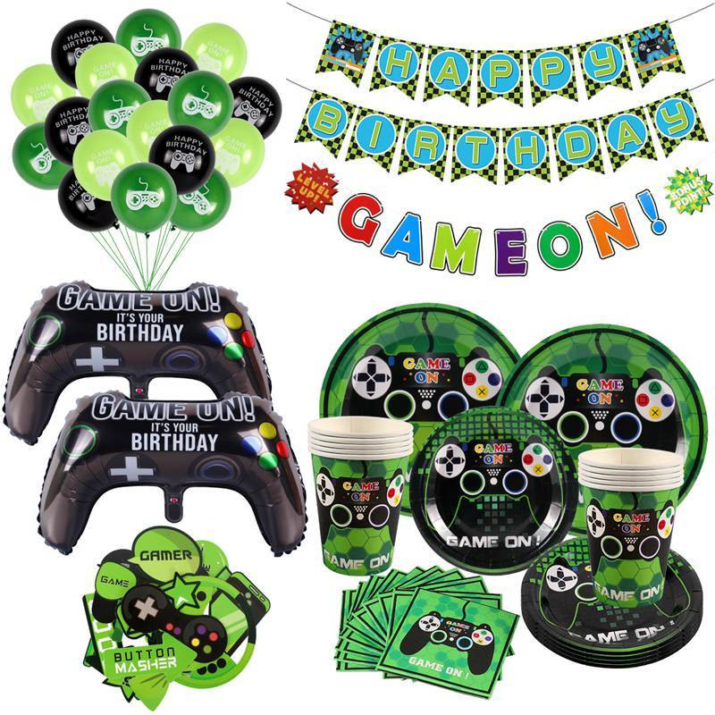 Βιντεοπαιχνίδι Happy Birthday Banner Gamepad Boy Inflate Party Supplies Παιχνίδι GAME ON Foil Balloon Happy Birthday Διακόσμηση Παιδικά παιχνίδια