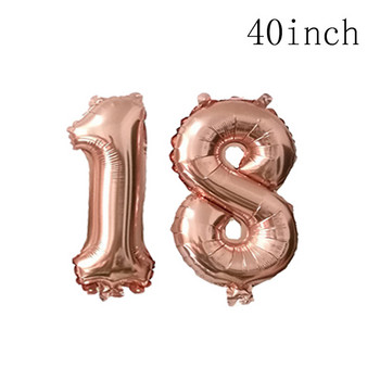 Ροζ χρυσό 18 27 30 35 40 50 60 Foil Balloons Tinsel Fringe κουρτίνες Τραπεζοπανάκι Ποτό Καλαμάκια Διακόσμηση πάρτι γενεθλίων 30ου 40ου