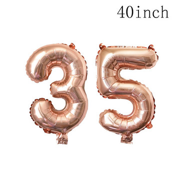 Розово злато 18 27 30 35 40 50 60 Фолиеви балони сърма ресни завеси Покривка за маса Сламки за напитки Декорация за 30-ти 40-ти рожден ден