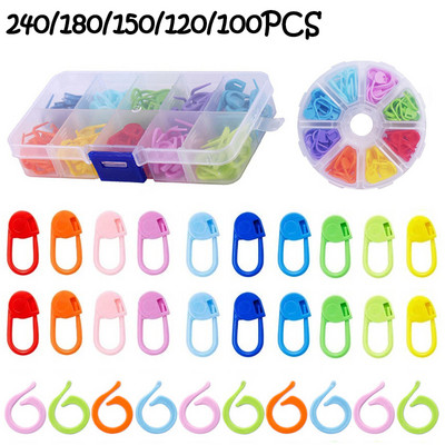 1Set Plastic Knitting Crochet Markers Locking Stitch Needle Clip Markers Ring Sewing Accessories for DIY Weaving Knitting Tools