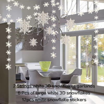 12 τμχ Χειμερινές Χώρα των Θαυμάτων Χριστουγεννιάτικη νιφάδα χιονιού Frozen Διακοσμήσεις για πάρτι γενεθλίων Κρεμαστό λευκό χαρτί βεντάλια νιφάδες χιονιού Πανό