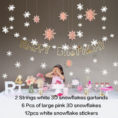12 τμχ Χειμερινές Χώρα των Θαυμάτων Χριστουγεννιάτικη νιφάδα χιονιού Frozen Διακοσμήσεις για πάρτι γενεθλίων Κρεμαστό λευκό χαρτί βεντάλια νιφάδες χιονιού Πανό