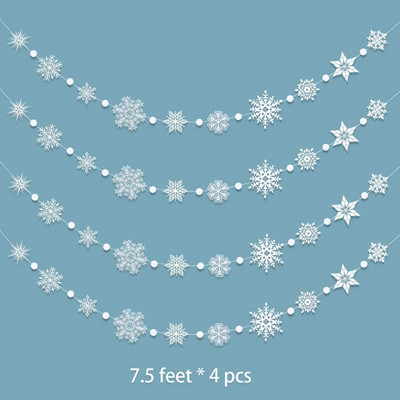12 τμχ Χειμερινές Χώρα των Θαυμάτων Χριστουγεννιάτικη νιφάδα χιονιού Frozen Διακοσμήσεις για πάρτι γενεθλίων Κρεμαστό λευκό χαρτί βεντάλια νιφάδες χιονιού Πανό