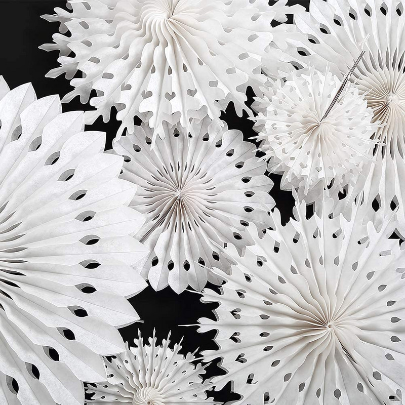 12 τμχ Χειμερινές Χώρα των Θαυμάτων Χριστουγεννιάτικη νιφάδα χιονιού Frozen Διακοσμήσεις για πάρτι γενεθλίων Κρεμαστό λευκό χαρτί βεντάλια νιφάδες χιονιού Πανό