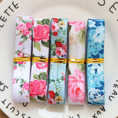 5 jardai / rinkinys 1 jardas vienai spalvai, 16 mm pločio atspausdintas lankstymas ant elastinės priešo juostelės, tamprios juostos, pasidaryk pats, amatų reikmenys